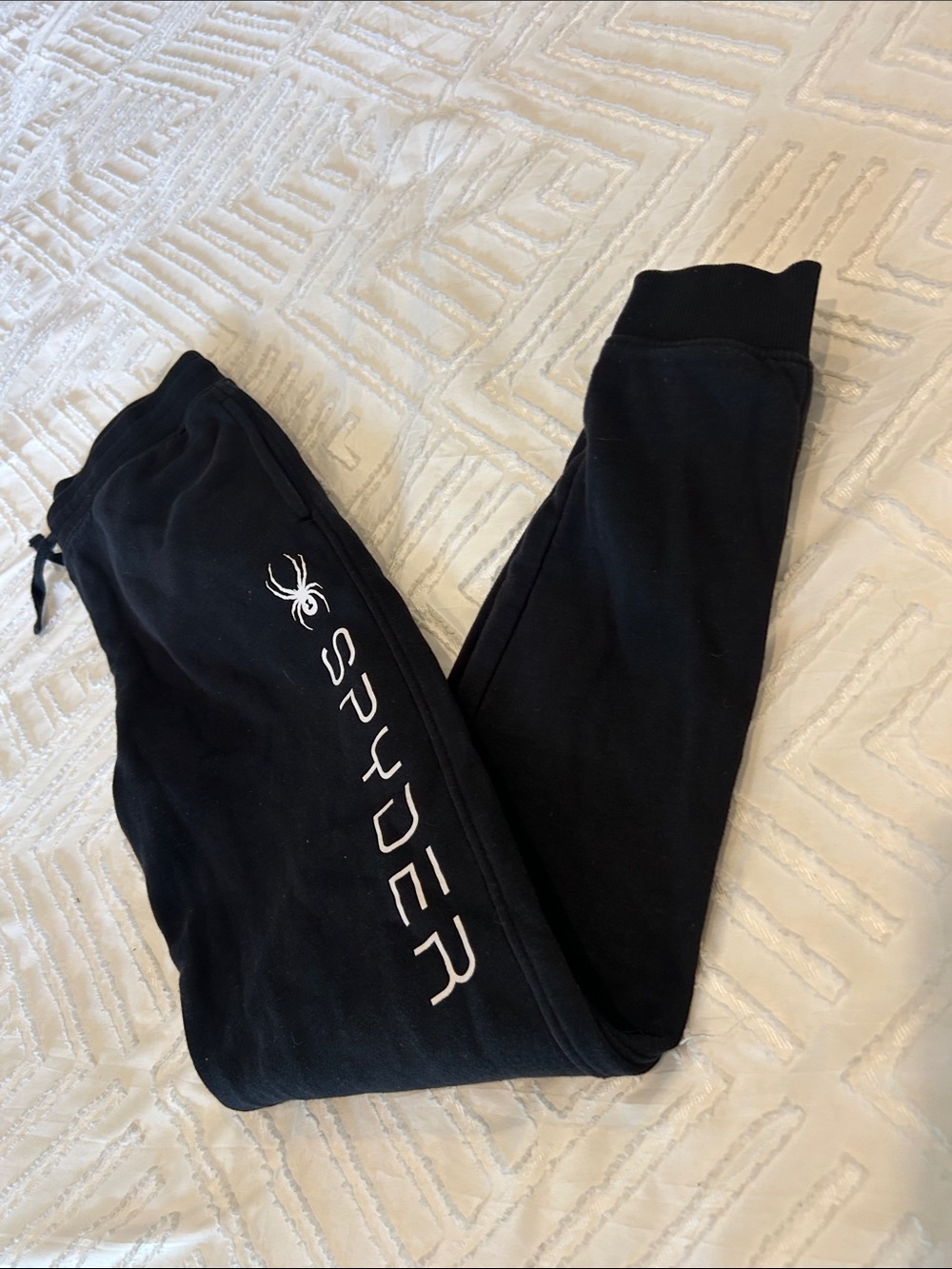 Spyder Kids Black Elastic Waist Drawstring Sweatpants Joggers Size L 14/16
